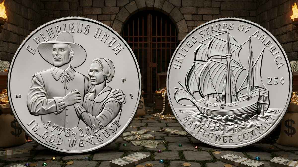U.S. Mint: Mayflower Compact Quarter Rolls and Bags Released for 1776–2026 Semiquincentennial Collectors